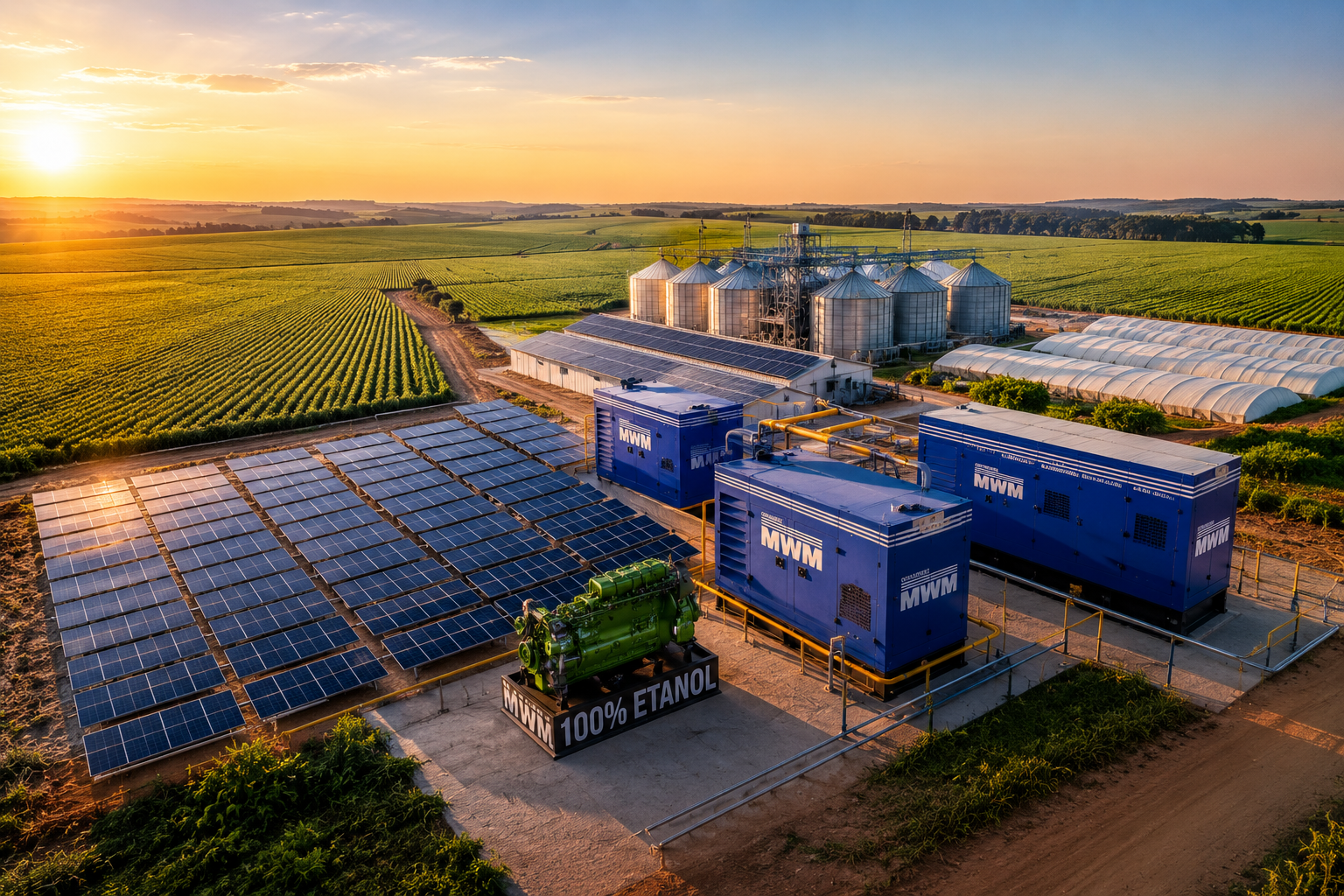 Energia híbrida para fazendas, empresas e operações que precisam de autonomia
